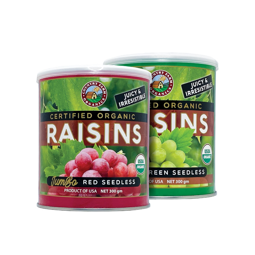 Twinpack Certified Organic Red & Green Seedless Raisins (300gx2)**